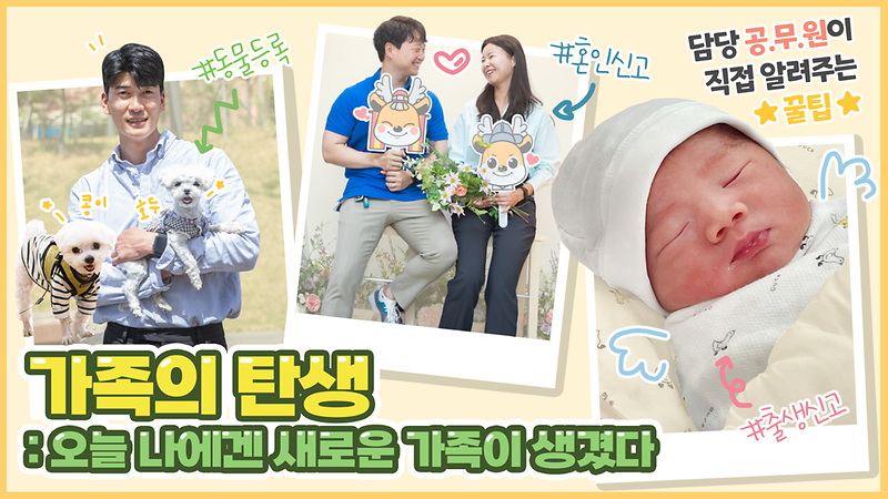 [서구꿀팁] 가정의 달 특집 '가족의 탄생' ｜출생신고, 혼인신고, 동물등록 꿀팁 사진