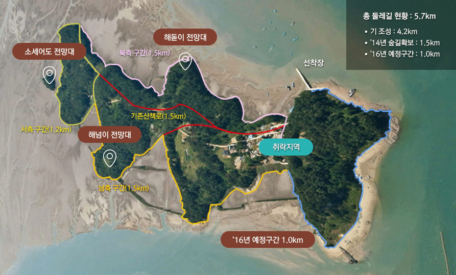 세어도 둘레길 지도 사진